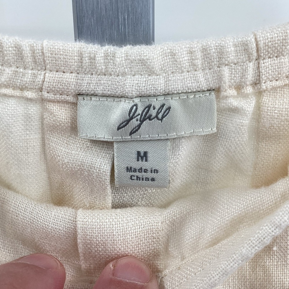 J. Jill White Linen Midi Skirt with Pink Floral Print Vintage and Like New - Picture 5 of 9